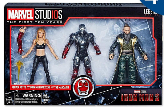 Marvel Legends Cinematic Universe 10th Anniversary Iron Man 3 Pepper Potts, Iron Man, and Mandarin 6-Inch Action Figures